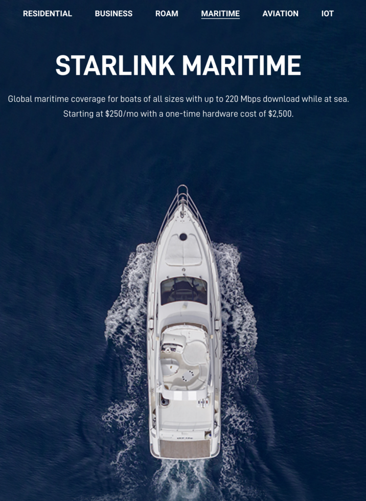 Starlink Maritime Plans starting at $250