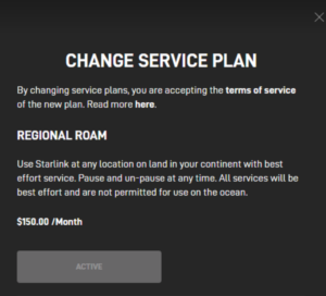 Starlink Change Service Plan
