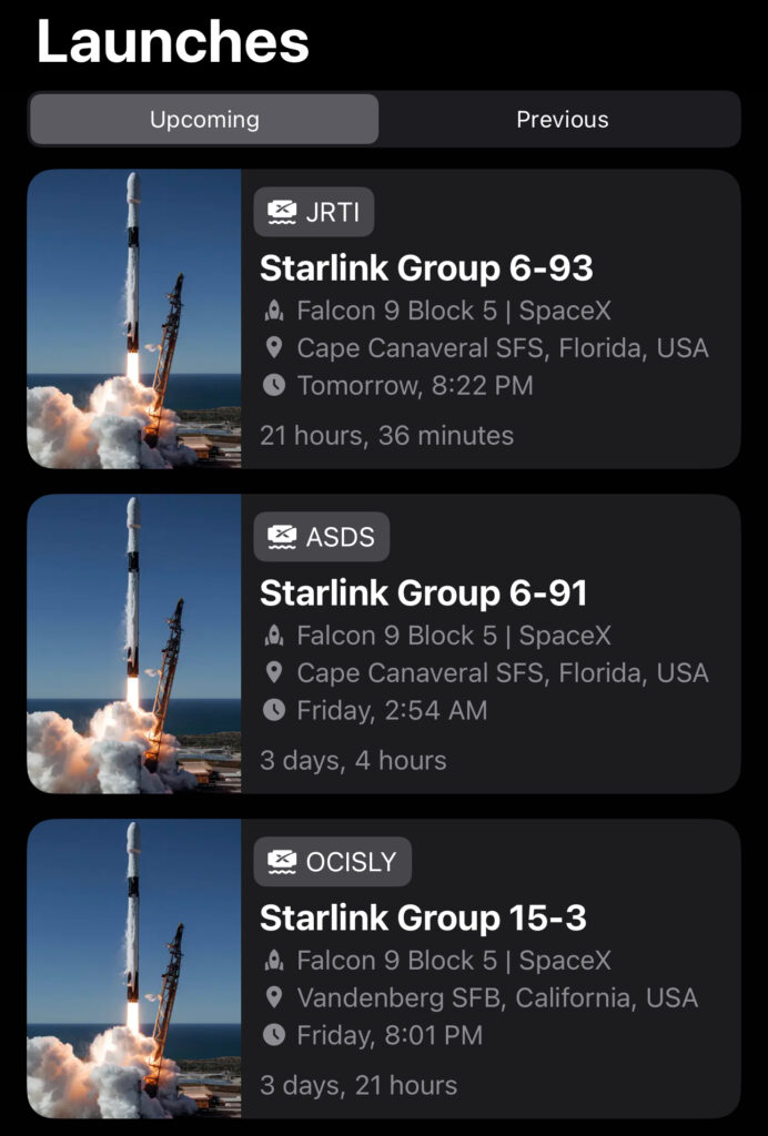 starlink launches