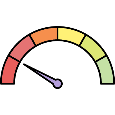 A speedometer showing low speed.