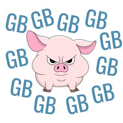An image of a hog surrounded by text indicating GBs of data