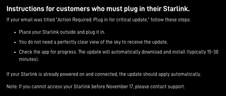 starlink software update - automatic
