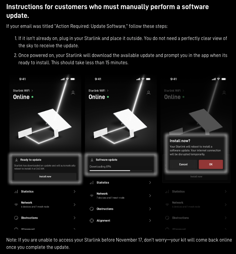 starlink software update manual