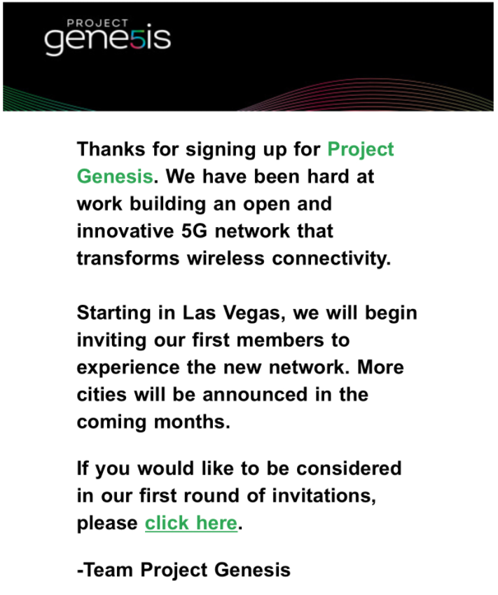 project genesis 5g email