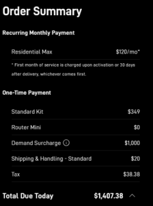 starlink screenshot demand surcharge