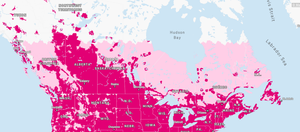 t mobile coverage screenshot canada t satellite starlink