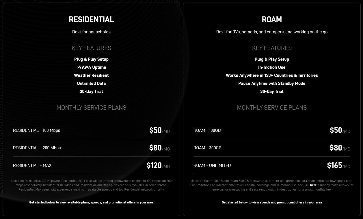 screenshot starlink roam service plans may 15 2026