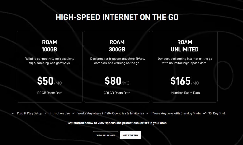starlink roam plan screenshot new 300gb plan
