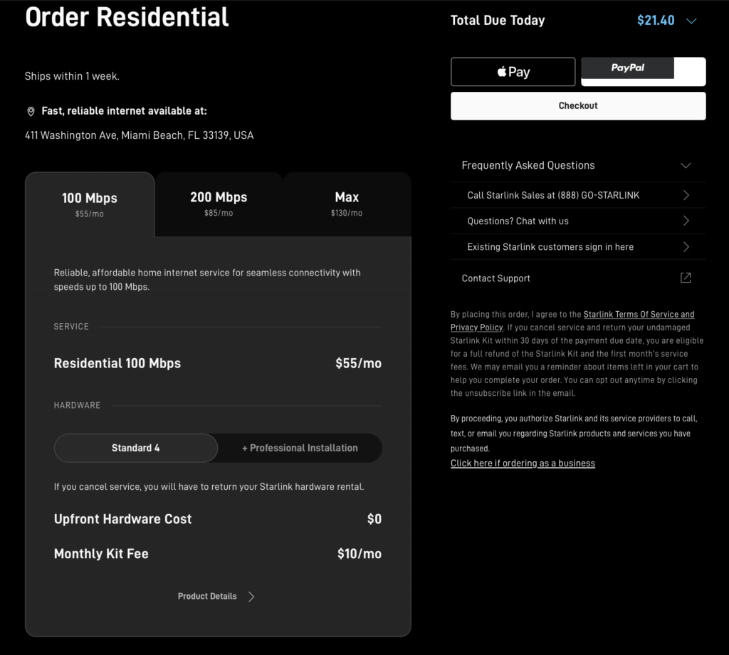 starlink residental 10